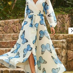 Boston Proper maxi dress wrap long sleeve  NWOT